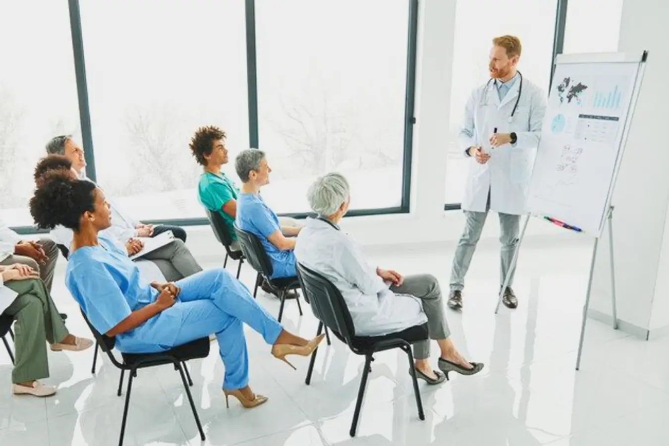 Healthcare professionals learning together