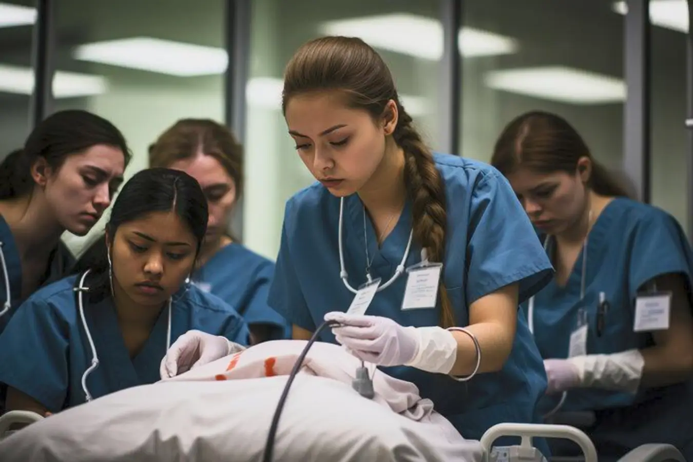 Healthcare professionals developing practical clinical skills